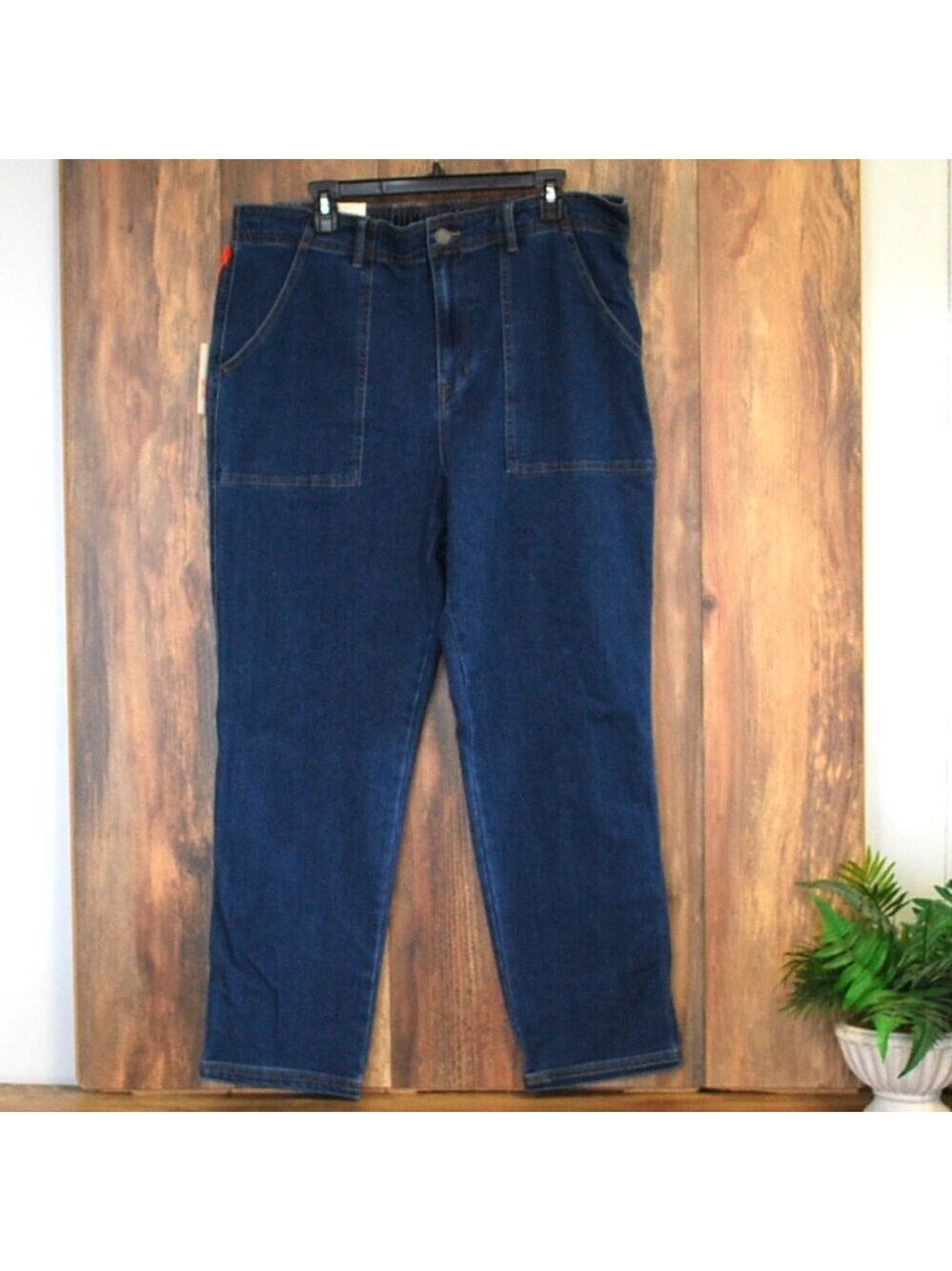 Knox Rose High Rise Stretch Relaxed Hip & Thigh Elastic Waistband Jeans XL38